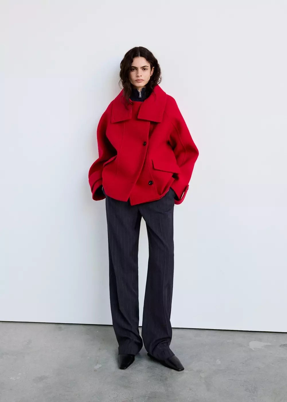 Mango 100% Wool High-Neck Coat görsel 2