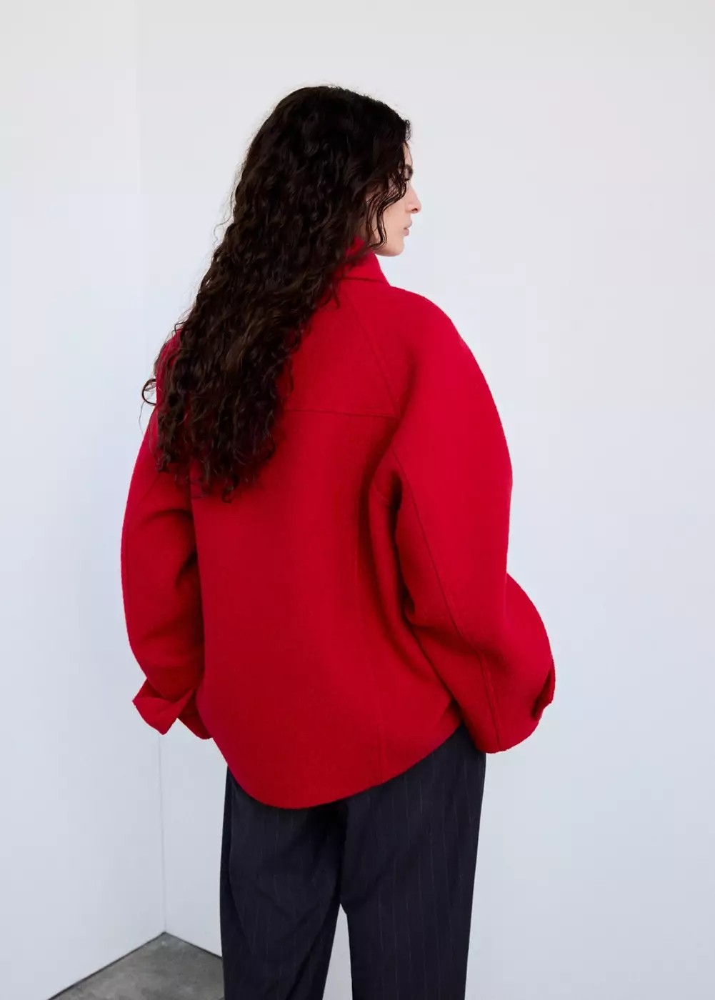 Mango 100% Wool High-Neck Coat görsel 4