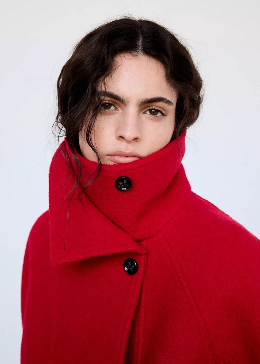 Mango 100% Wool High-Neck Coat görsel 6