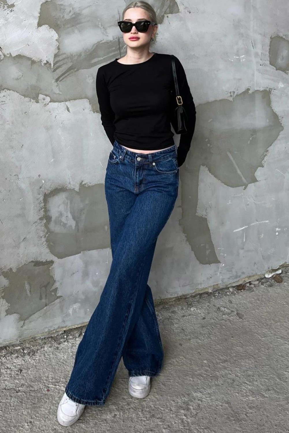 Madmext Siyah Straight Wide Kadın Jean MG1996
