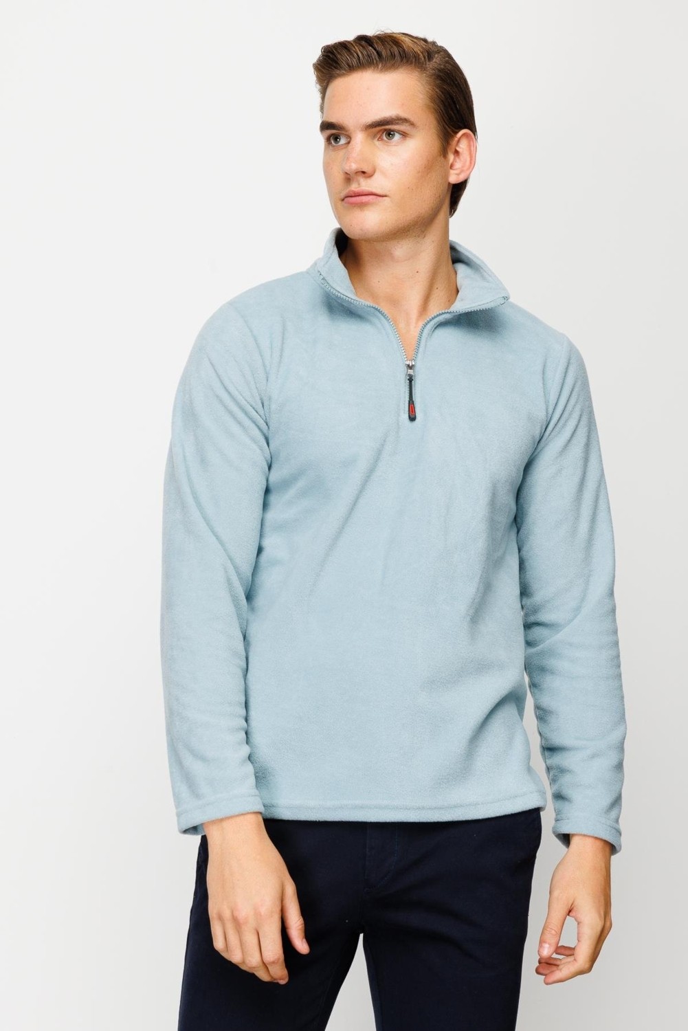 İGS Bordo Erkek Yarım Fermuar Polar Sweatshirt Dik Yaka Model