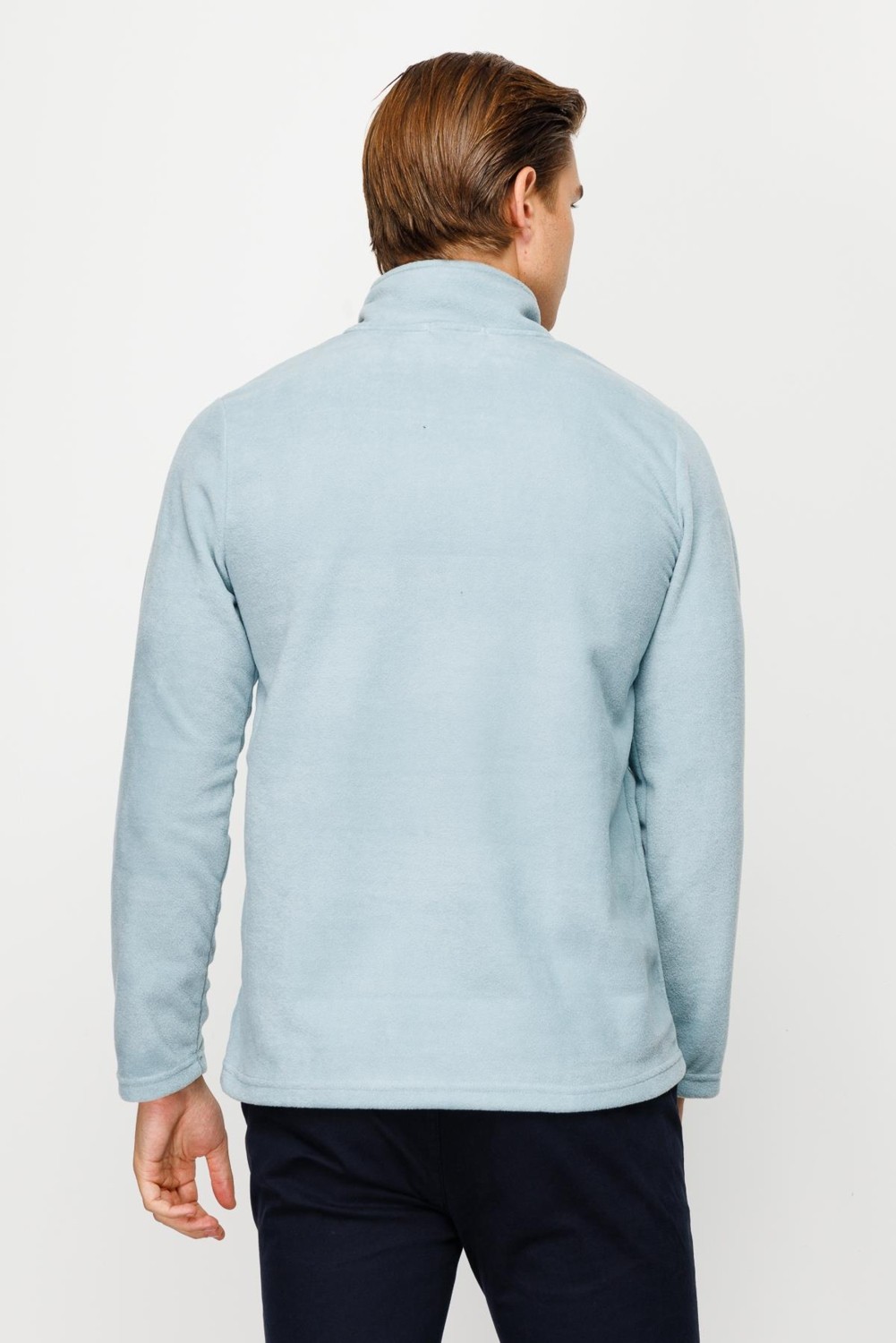İGS Bordo Erkek Yarım Fermuar Polar Sweatshirt Dik Yaka Model görsel 3