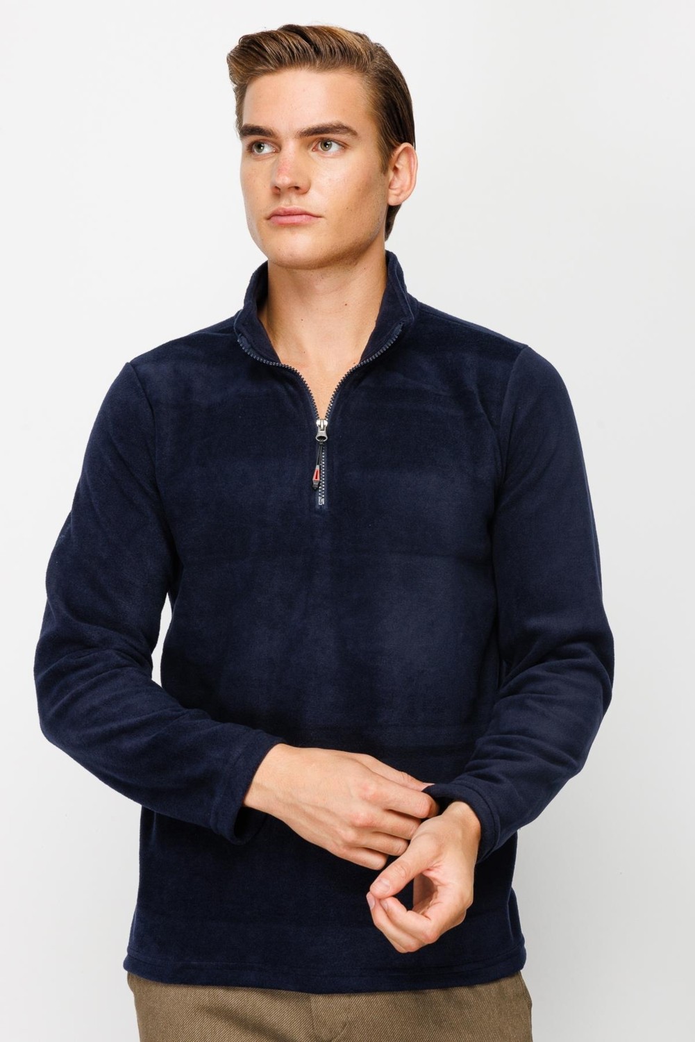 İGS Bordo Erkek Yarım Fermuar Polar Sweatshirt Dik Yaka Model görsel 8