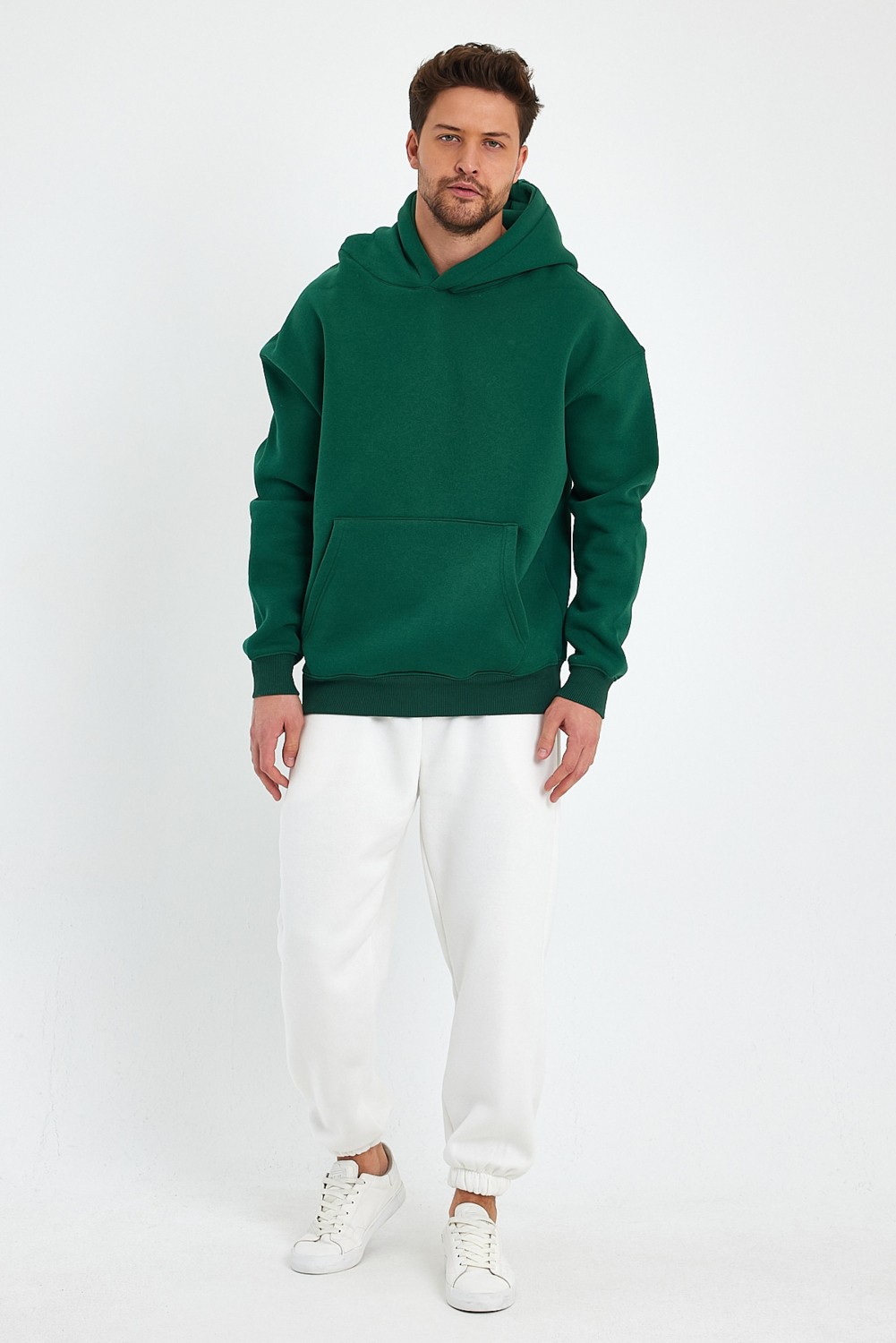 Kef Clothing Yeşil Hoodie, Oversize Sweatshirt, Erkek Hoodie, Kanguru Cep Kapüşonlu