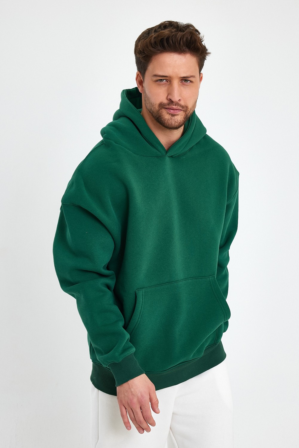 Kef Clothing Yeşil Hoodie, Oversize Sweatshirt, Erkek Hoodie, Kanguru Cep Kapüşonlu görsel 2