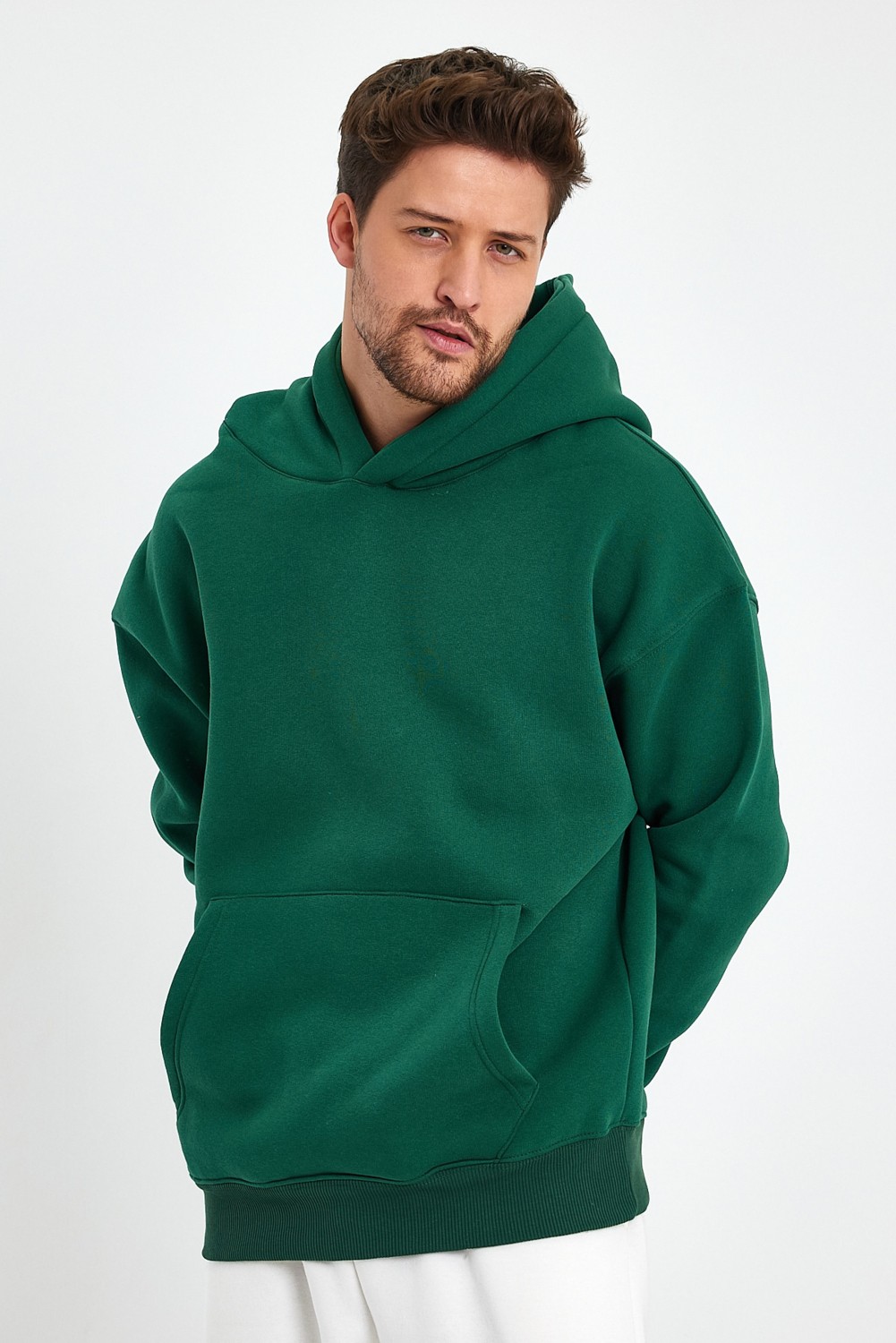 Kef Clothing Yeşil Hoodie, Oversize Sweatshirt, Erkek Hoodie, Kanguru Cep Kapüşonlu görsel 4