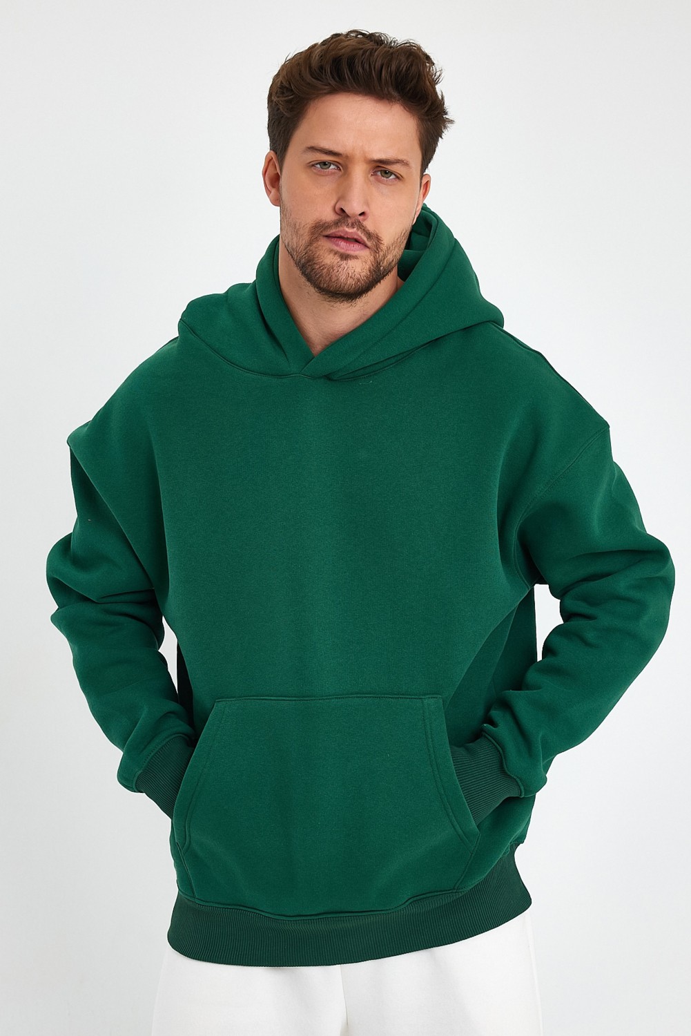 Kef Clothing Yeşil Hoodie, Oversize Sweatshirt, Erkek Hoodie, Kanguru Cep Kapüşonlu görsel 5