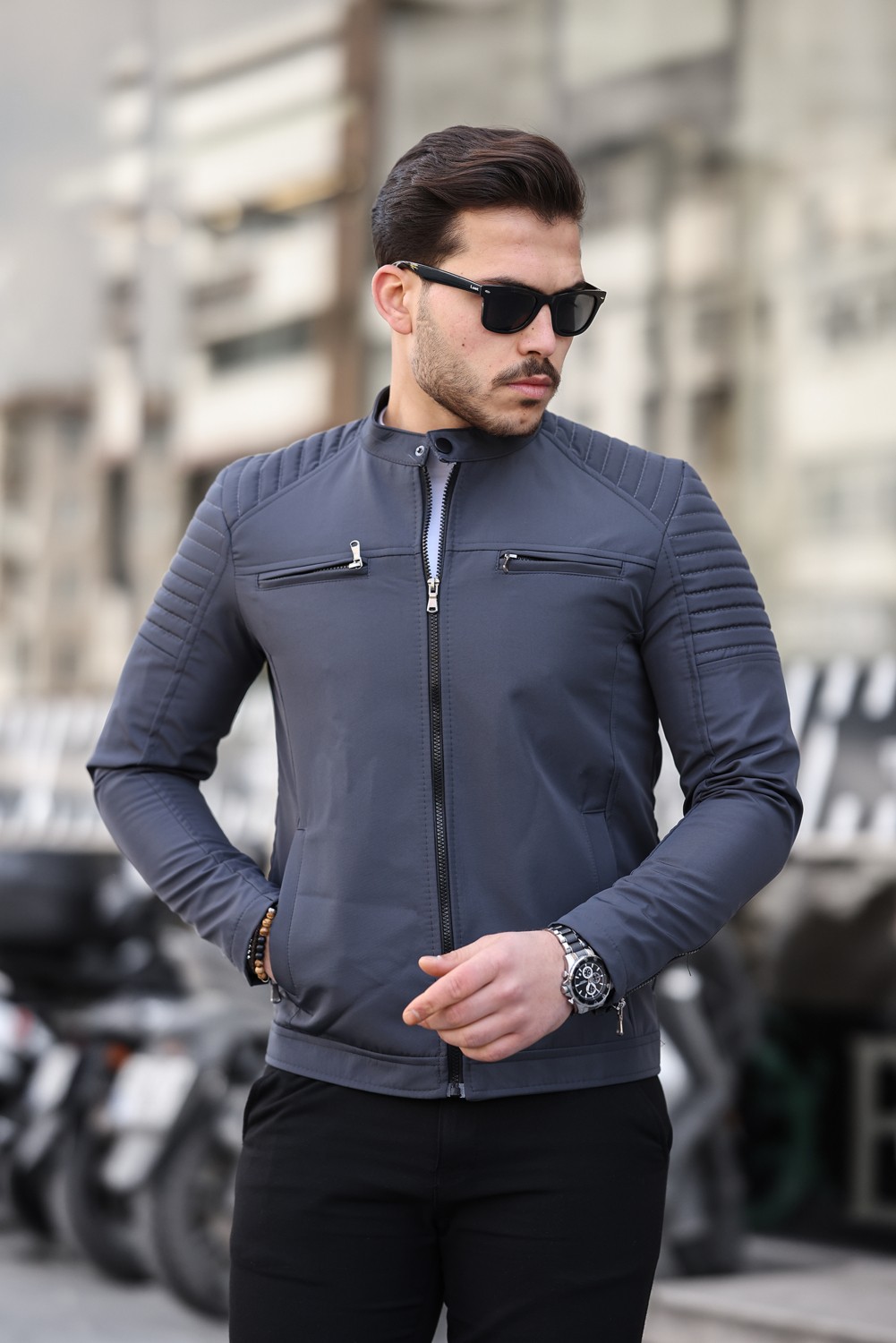 Mero Life Erkek Taba Su ve Rüzgar Geçirmez Slim Fit Astarlı Mevsimlik Mont