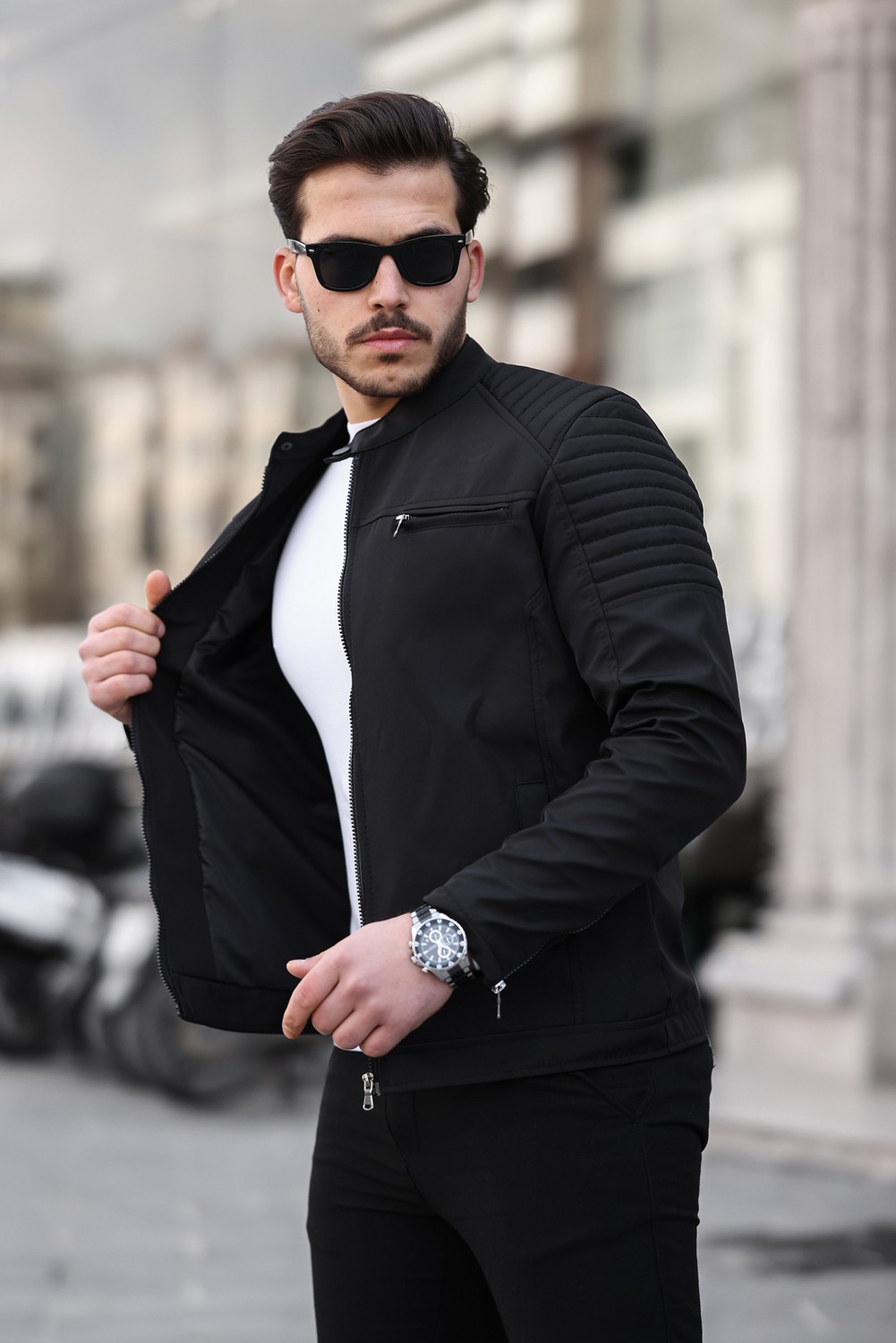 Mero Life Erkek Taba Su ve Rüzgar Geçirmez Slim Fit Astarlı Mevsimlik Mont görsel 2
