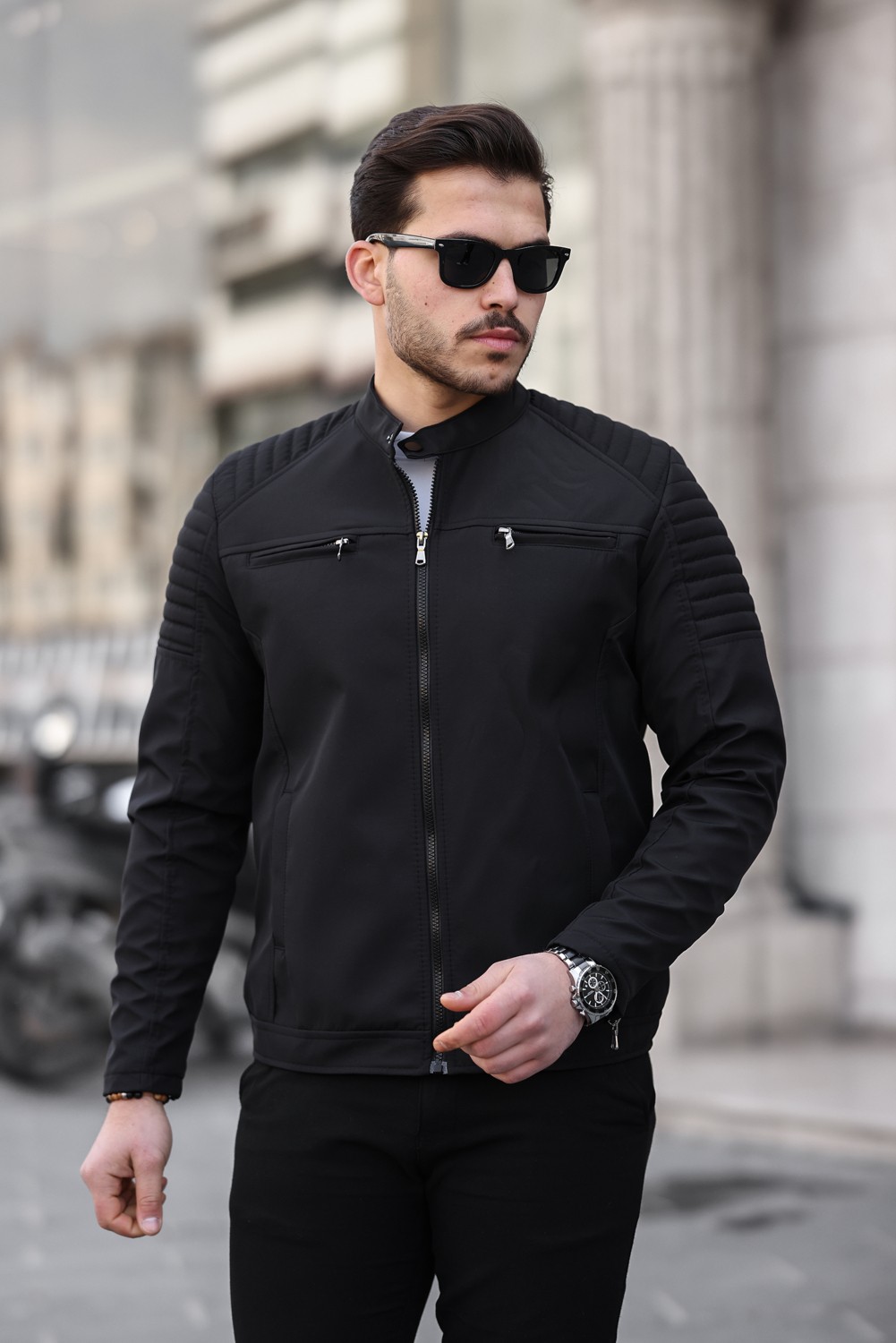 Mero Life Erkek Taba Su ve Rüzgar Geçirmez Slim Fit Astarlı Mevsimlik Mont görsel 3