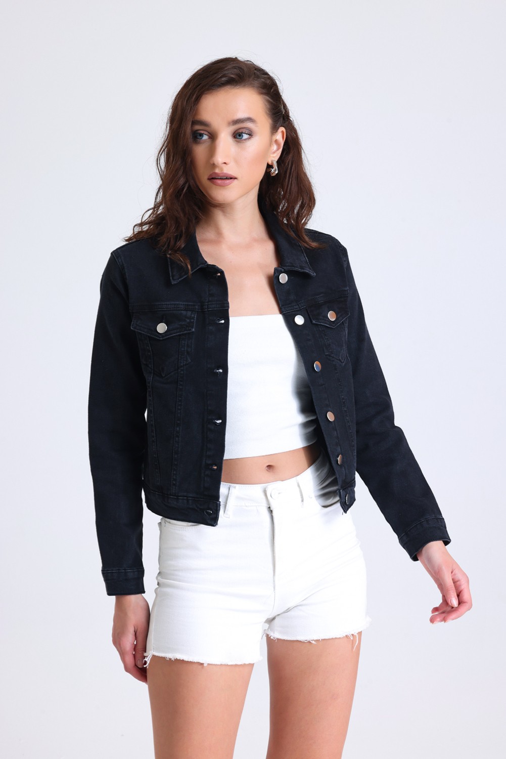 Hanope Kadın Kısa Likralı Denim Ceket