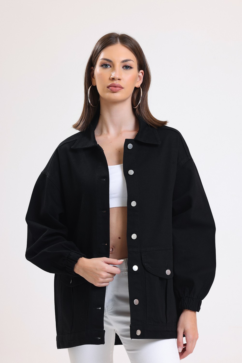 Hanope Kadın Oversize Mavi Kot Ceket görsel 8