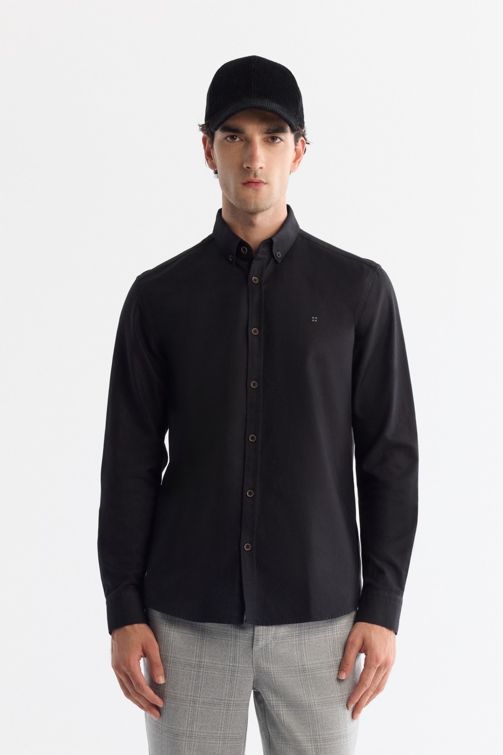 AVVA Erkek Beyaz Düğmeli Yaka Pamuklu Soft Touch Regular Fit Gömlek B002036