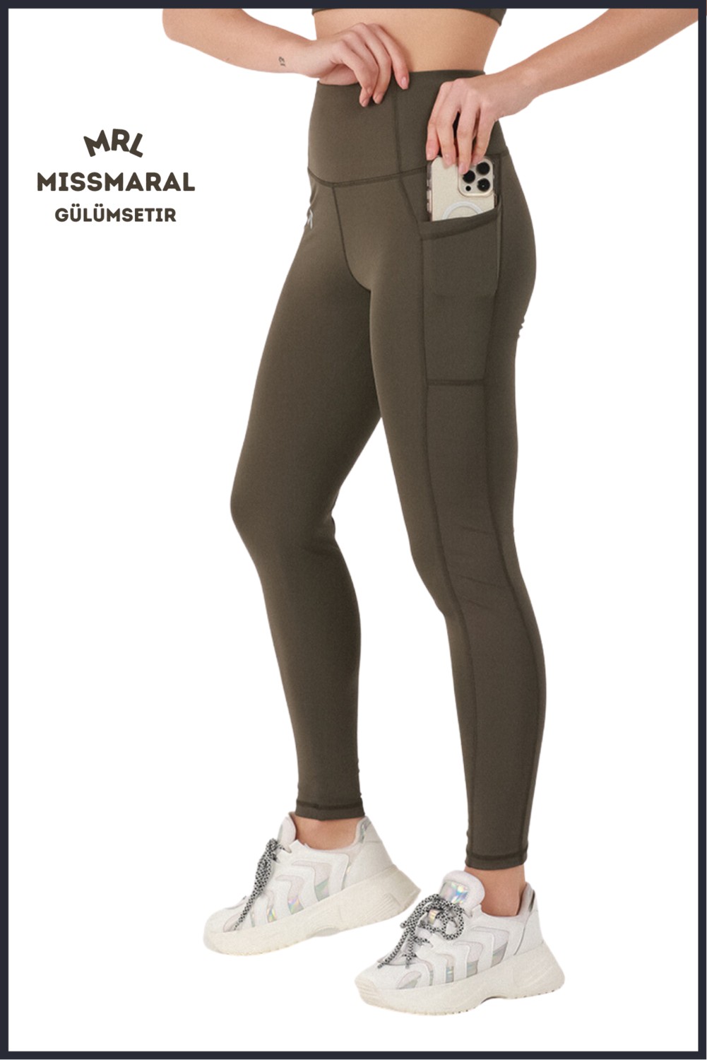 Miss Maral Kadın Siyah Yüksek Bel Toparlayıcı Çift Cepli Spor Tayt Bilek Boy Slim Fit Görünüm 1057