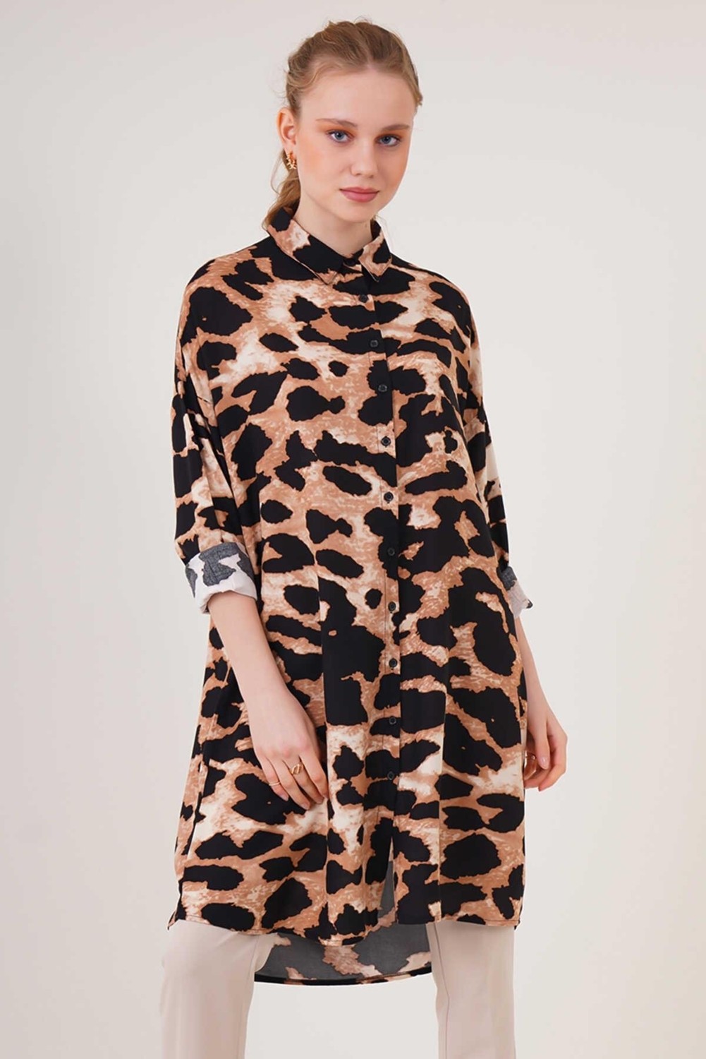 Bigdart 5859 Leopar Desenli Tunik - Leopar
