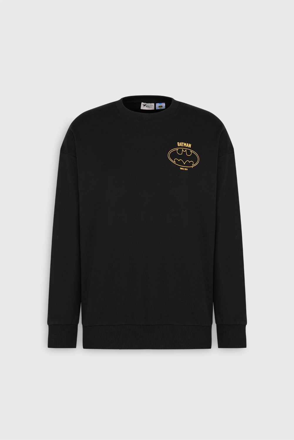 Altınyıldız Classics Erkek Siyah Batman Lisanslı 3 İplik Loose Fit Bol Kesim Pamuklu Bisiklet Yaka Sweatshirt görsel 7
