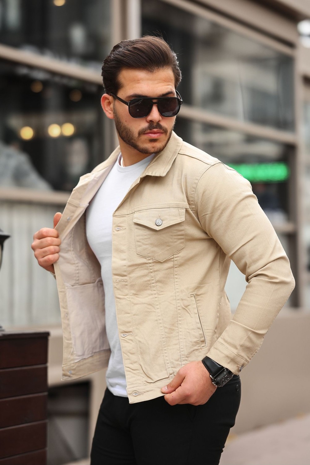 Serseri Jeans Koyu Haki Erkek Kot Ceket görsel 2
