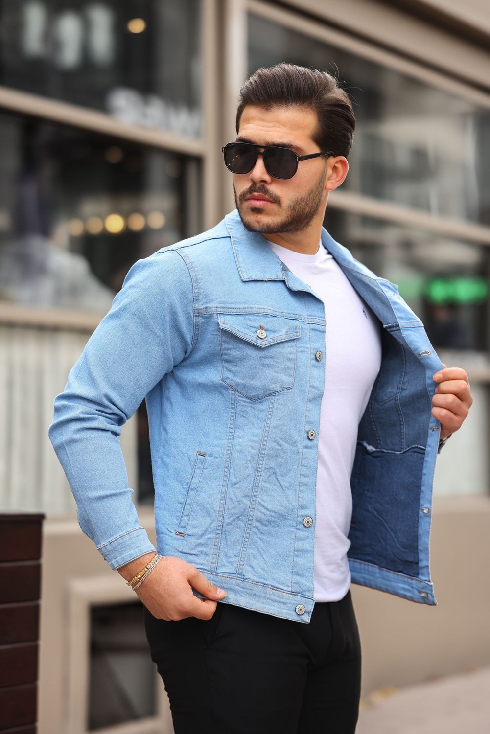Serseri Jeans Koyu Haki Erkek Kot Ceket görsel 6