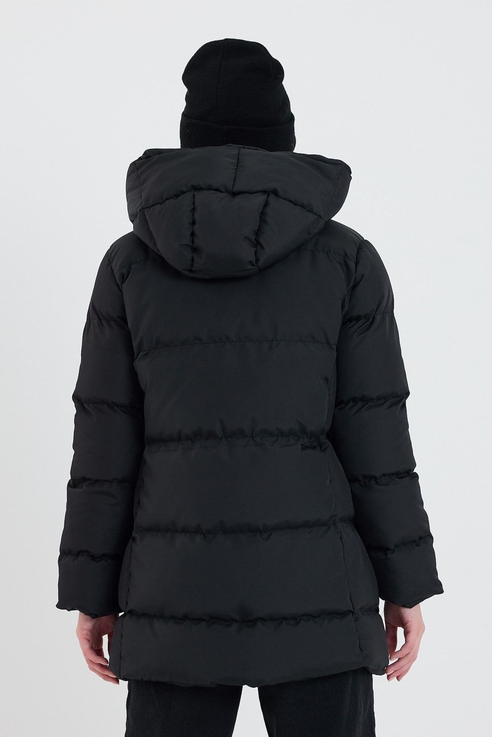 Önder Moda Kadın Siyah Su ve Rüzgar Geçirmez Kapişonlu Kışlık Şişme Mont & Kaban & Parka - 03 görsel 5