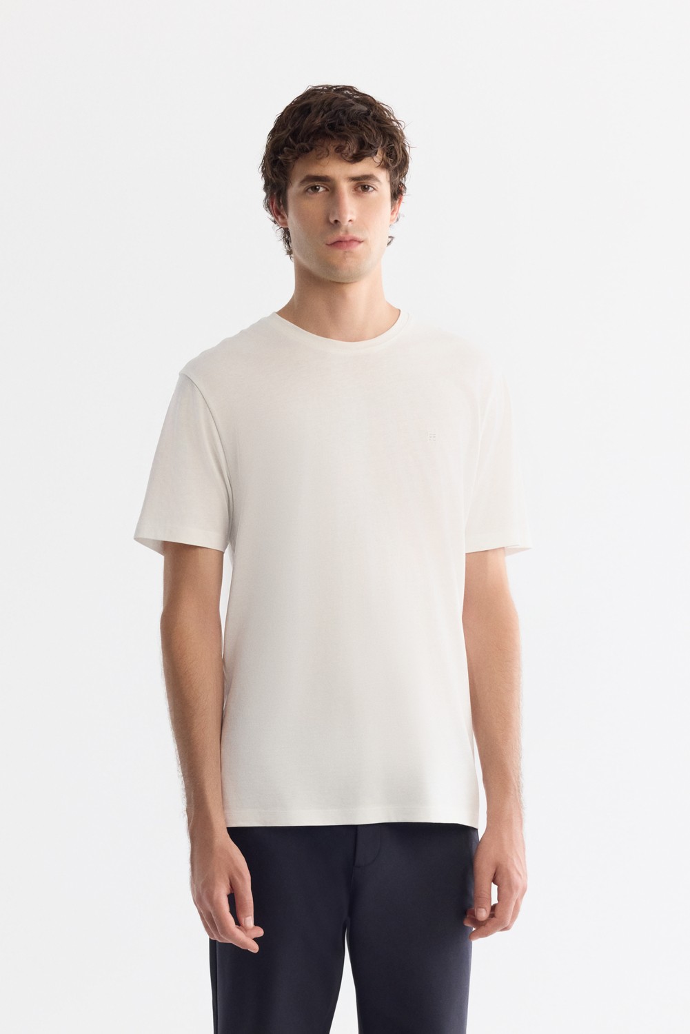 AVVA Erkek Lacivert Bisiklet Yaka Soft Touch Basic Regular Fit T-Shirt B001171 görsel 8