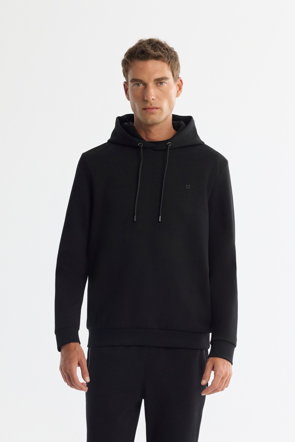 AVVA Erkek Gri Kapüşonlu Esnek Yumuşak Doku İnterlok Kumaş Basic Regular Fit Sweatshirt B001101
