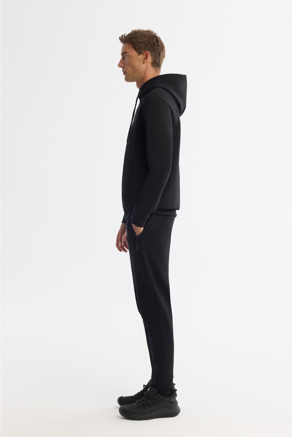 AVVA Erkek Gri Kapüşonlu Esnek Yumuşak Doku İnterlok Kumaş Basic Regular Fit Sweatshirt B001101 görsel 3