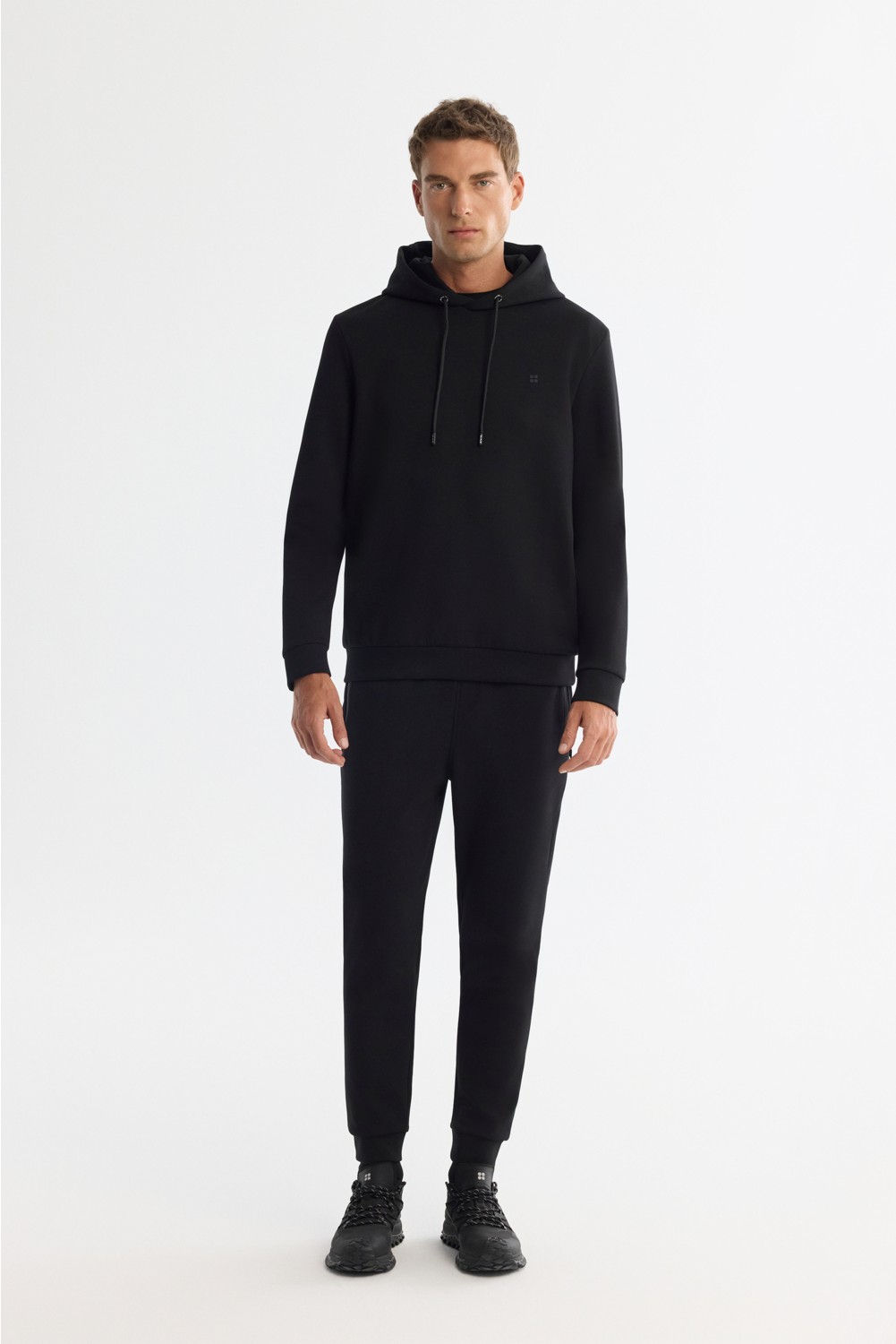 AVVA Erkek Gri Kapüşonlu Esnek Yumuşak Doku İnterlok Kumaş Basic Regular Fit Sweatshirt B001101 görsel 5
