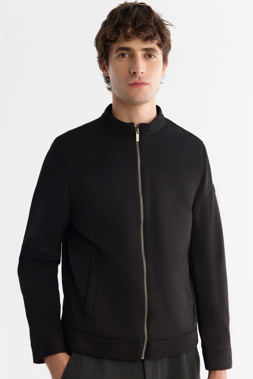 AVVA Erkek Bej Dik Yaka Süet Dokulu Mevsimlik Comfort Fit Mont B006002 görsel 2