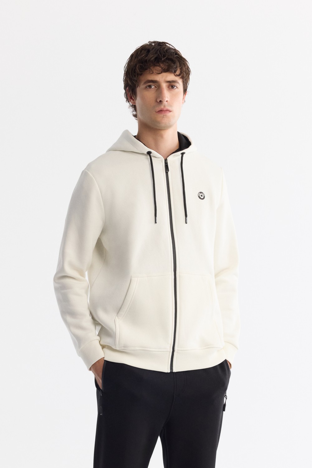 AVVA Erkek Gri Kapüşonlu 3 İplik Şardonlu Fermuarlı Regular Fit Sweatshirt E001019