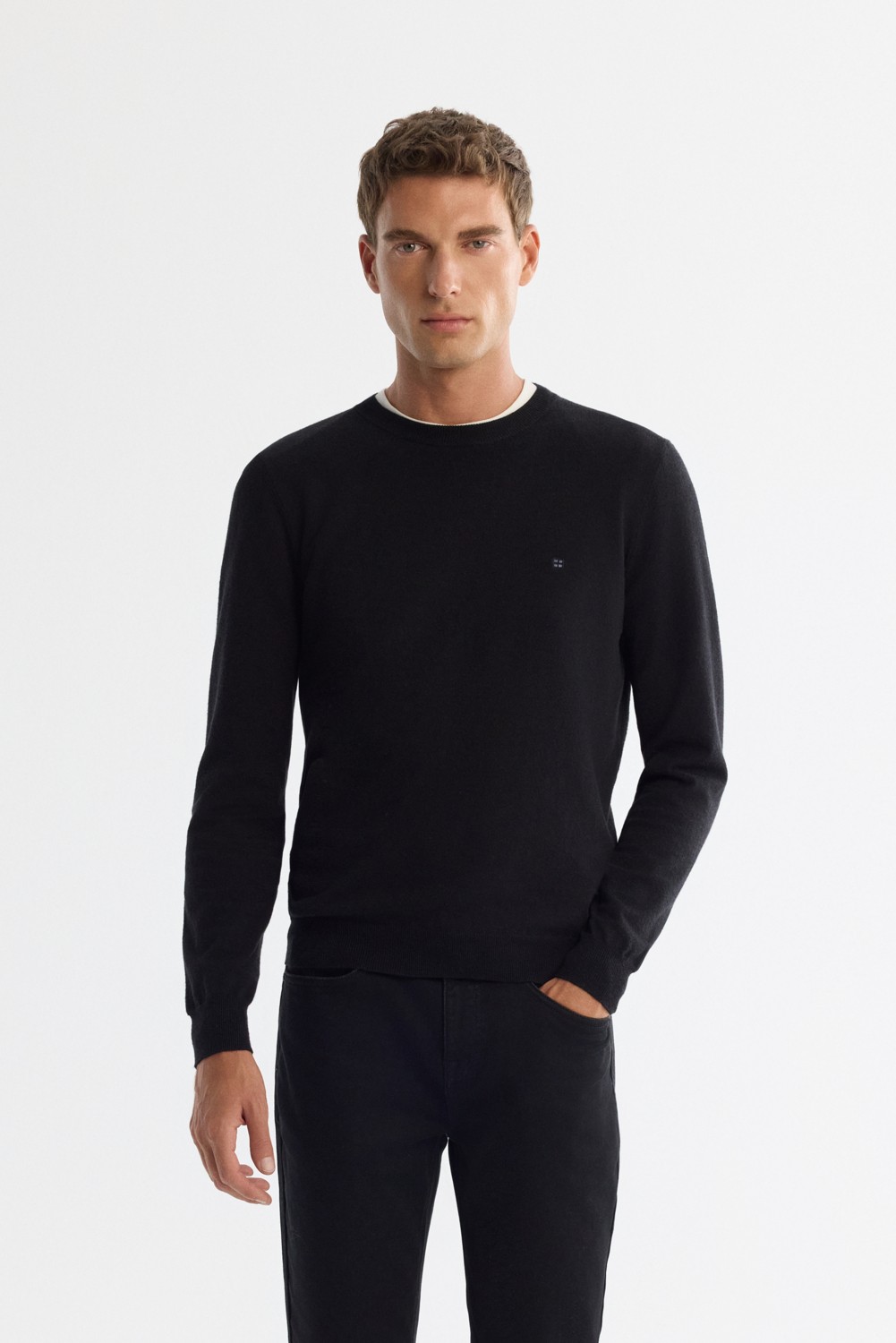 AVVA Erkek Bej Viskon Bisiklet Yaka Triko Regular Fit Kazak B005132
