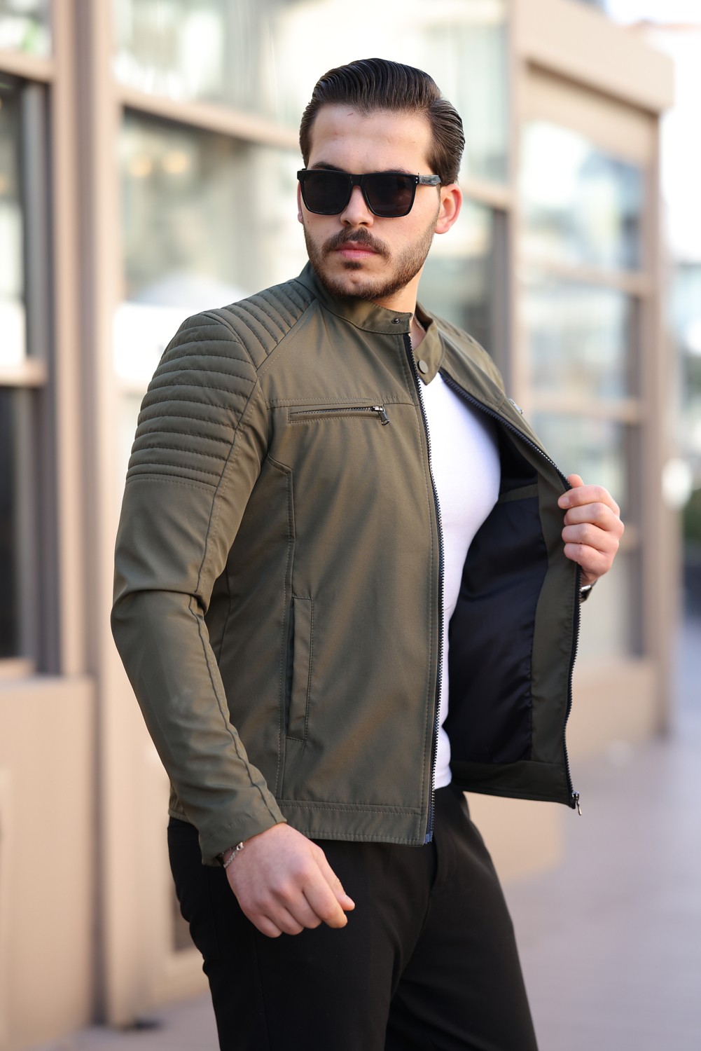 Mero Life Erkek Taba Su ve Rüzgar Geçirmez Slim Fit Astarlı Mevsimlik Mont