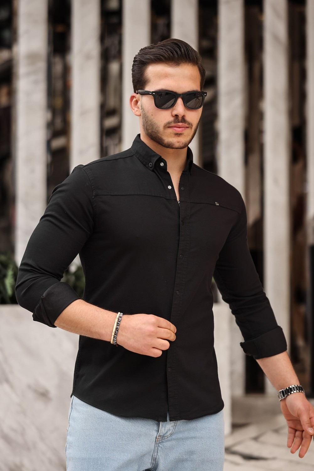 Comstar Düz Çıtçıtlı Slim Fit Kot Gömlek