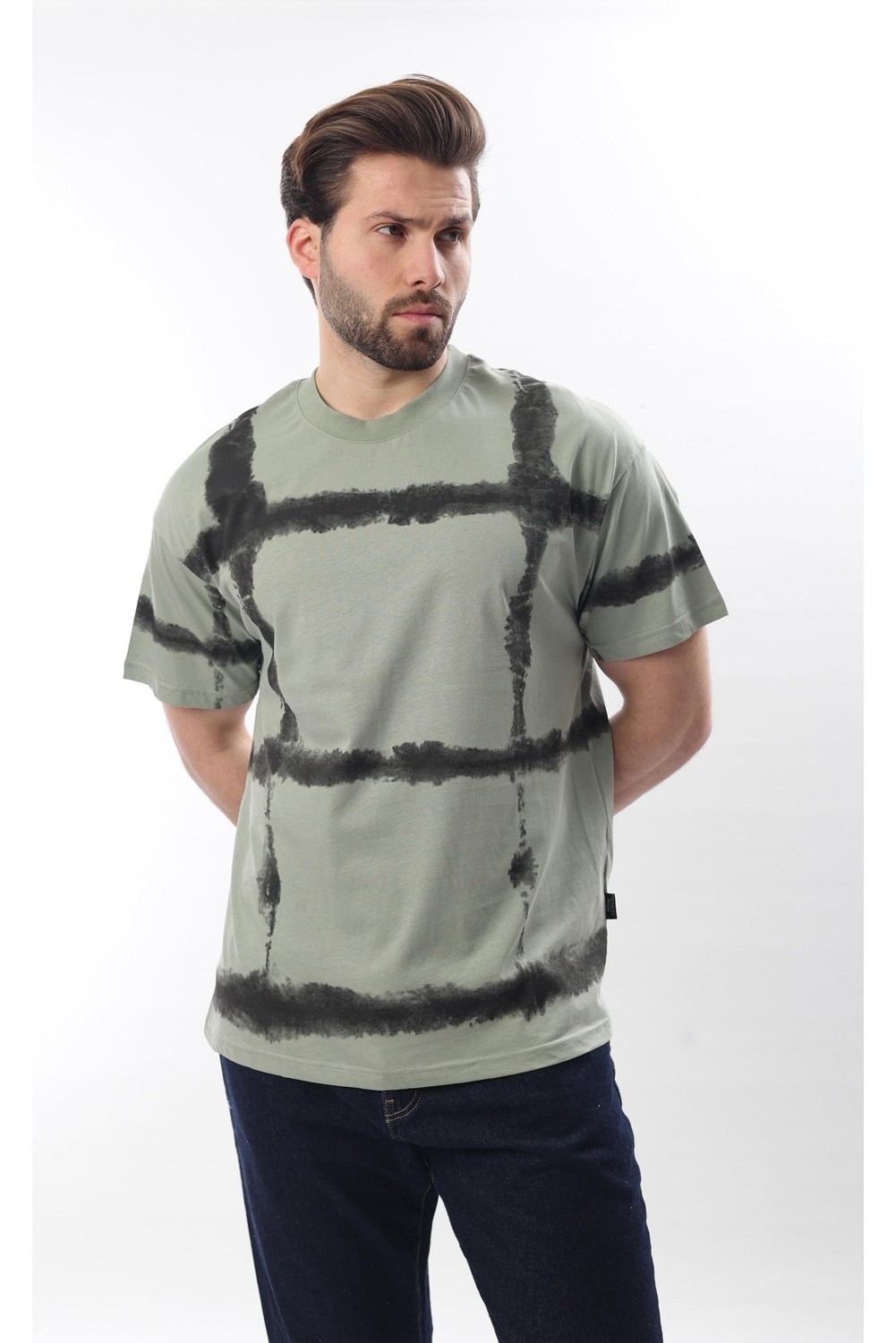 Madmext Bebe Mavisi Bisiklet Yaka Baskılı Basic Erkek T-Shirt E7109 görsel 2