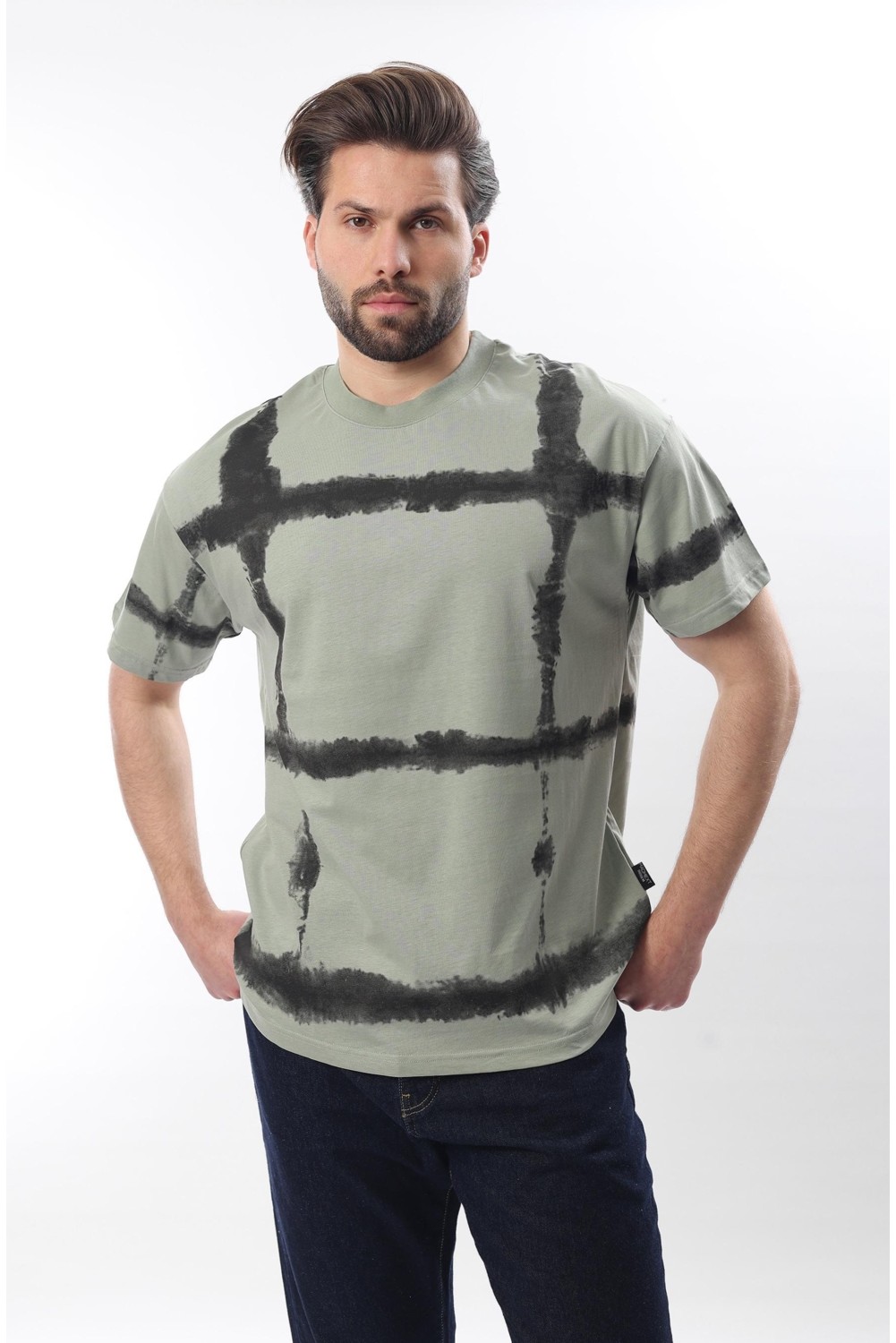 Madmext Bebe Mavisi Bisiklet Yaka Baskılı Basic Erkek T-Shirt E7109 görsel 4