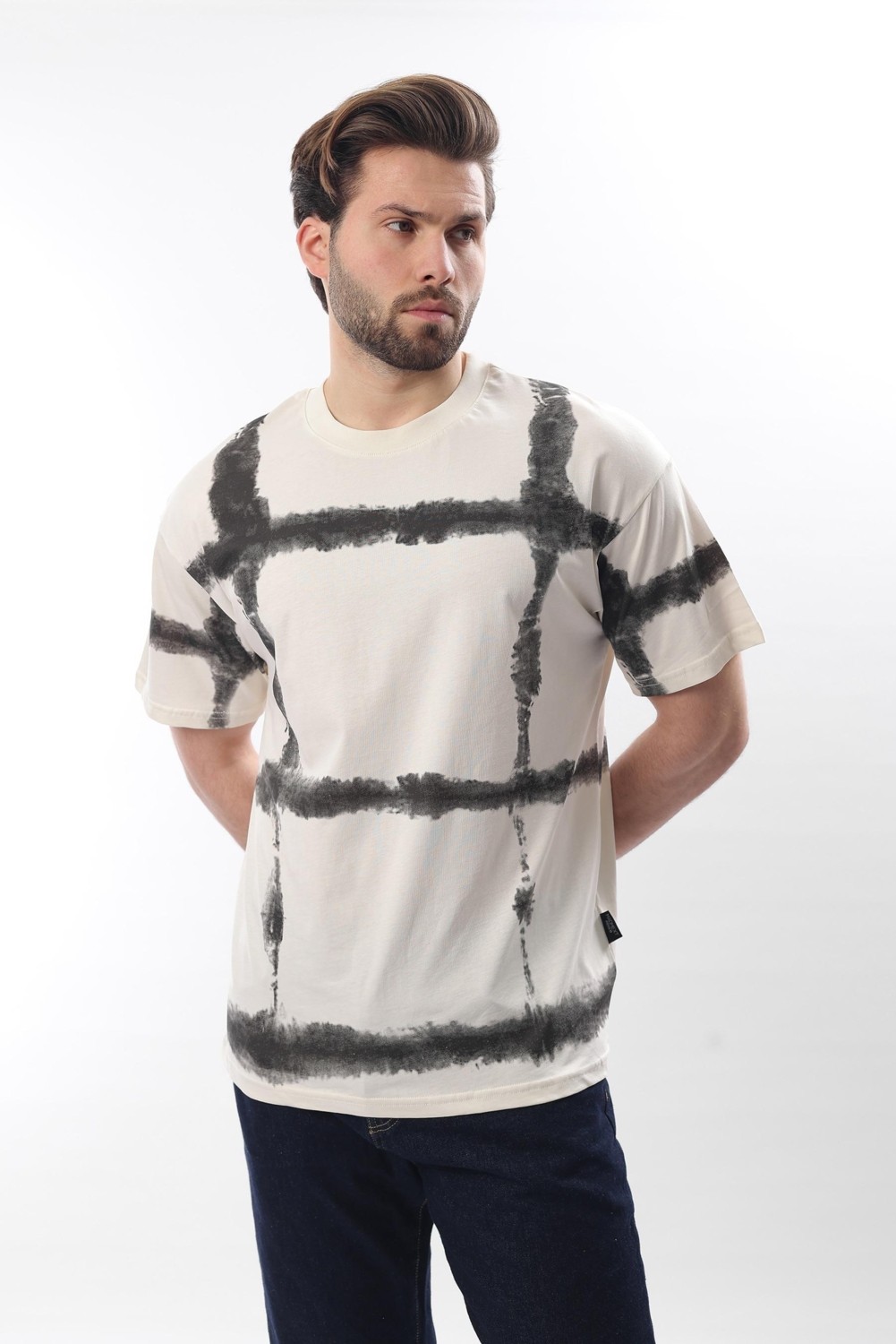 Madmext Bebe Mavisi Bisiklet Yaka Baskılı Basic Erkek T-Shirt E7109