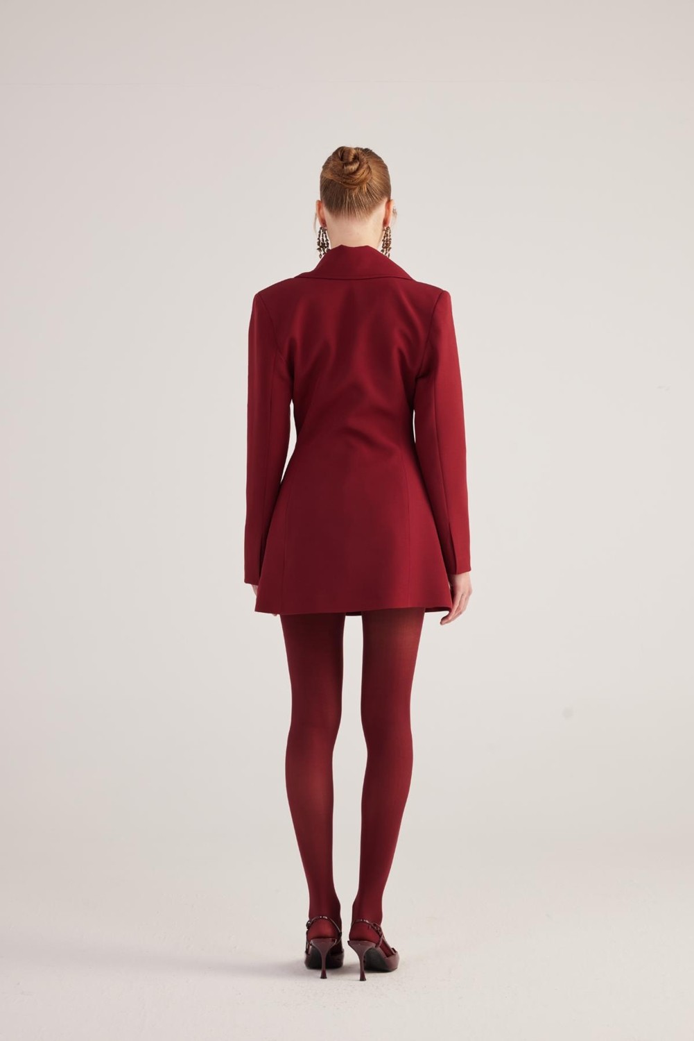 Holly Lolly Belden Oturmalı Fit Kesim Deja Blazer Ceket Bordo görsel 5