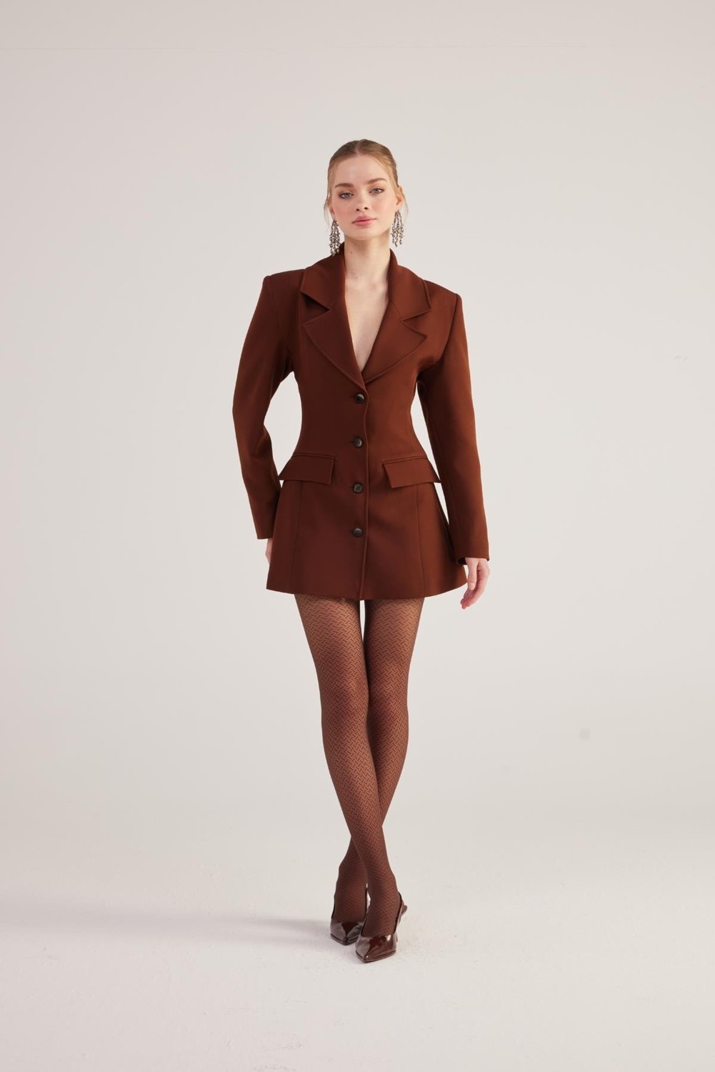 Holly Lolly Belden Oturmalı Fit Kesim Deja Blazer Ceket Bordo