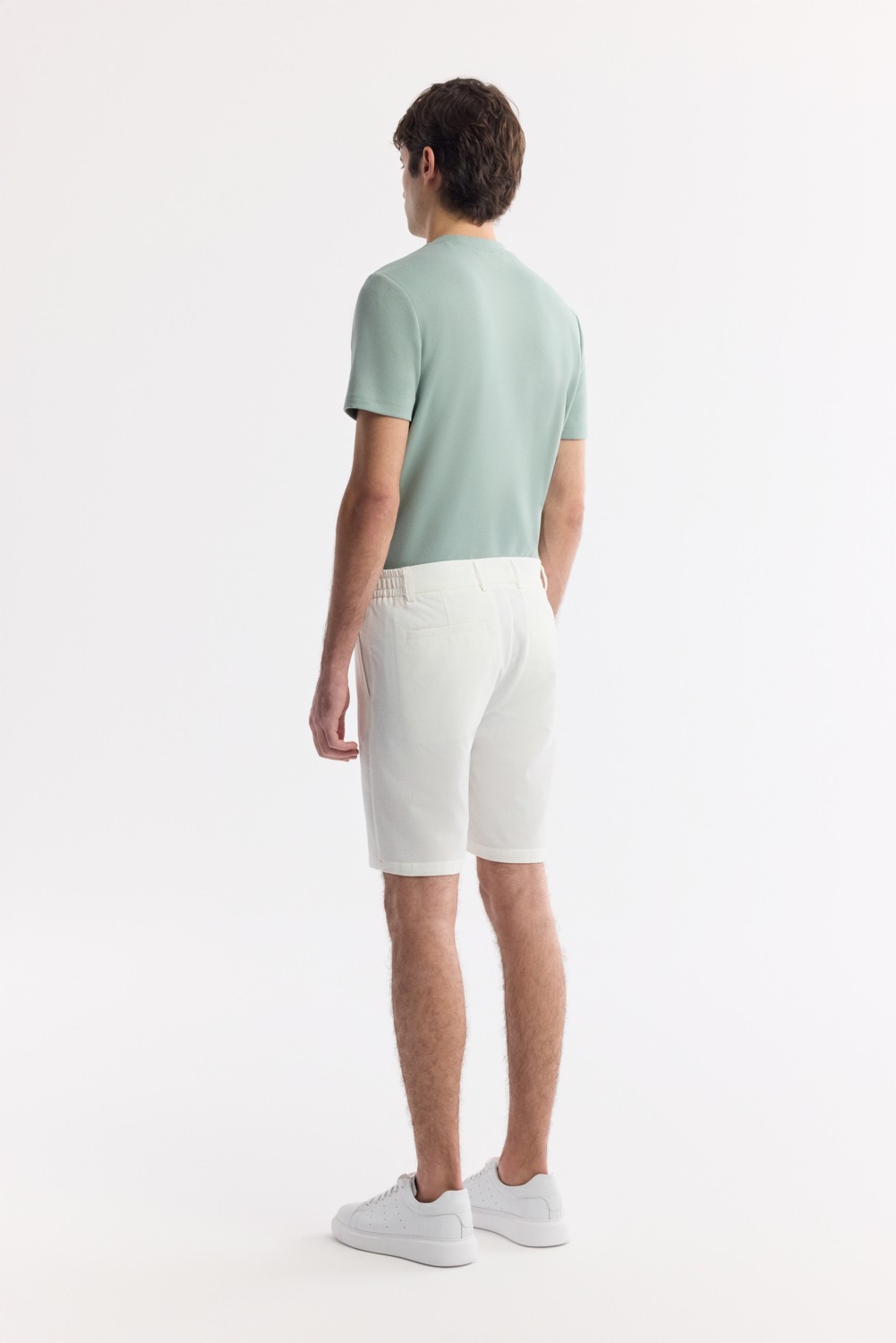 AVVA Erkek Beyaz Yanı Lastikli Gofreli Bi-Stretch Slim Fit Chino Şort A51Y3730 görsel 3
