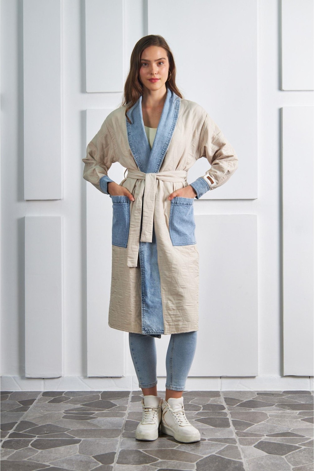 Tiffany & Tomato Kot Garnili Kapitone Kimono görsel 3