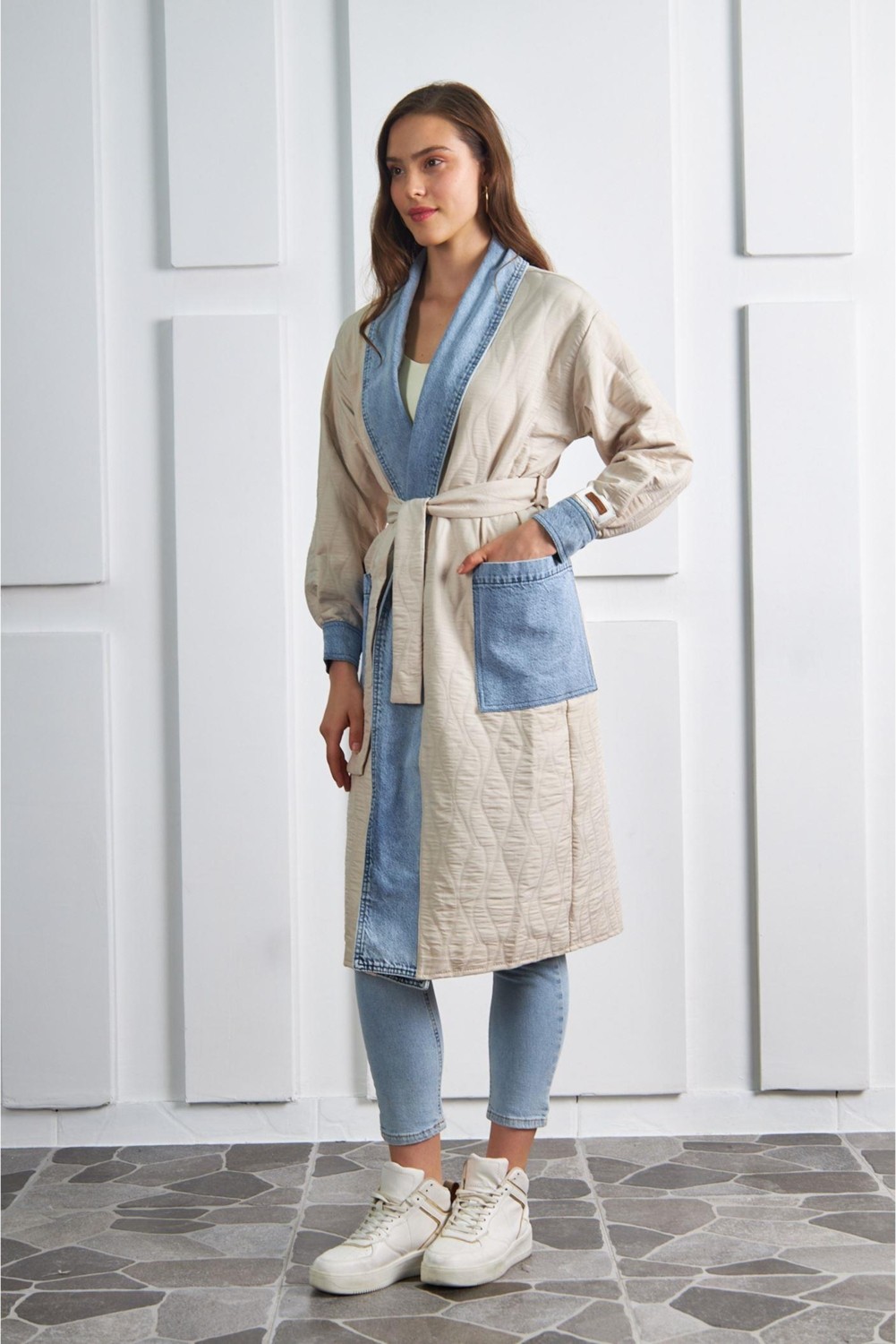 Tiffany & Tomato Kot Garnili Kapitone Kimono görsel 5