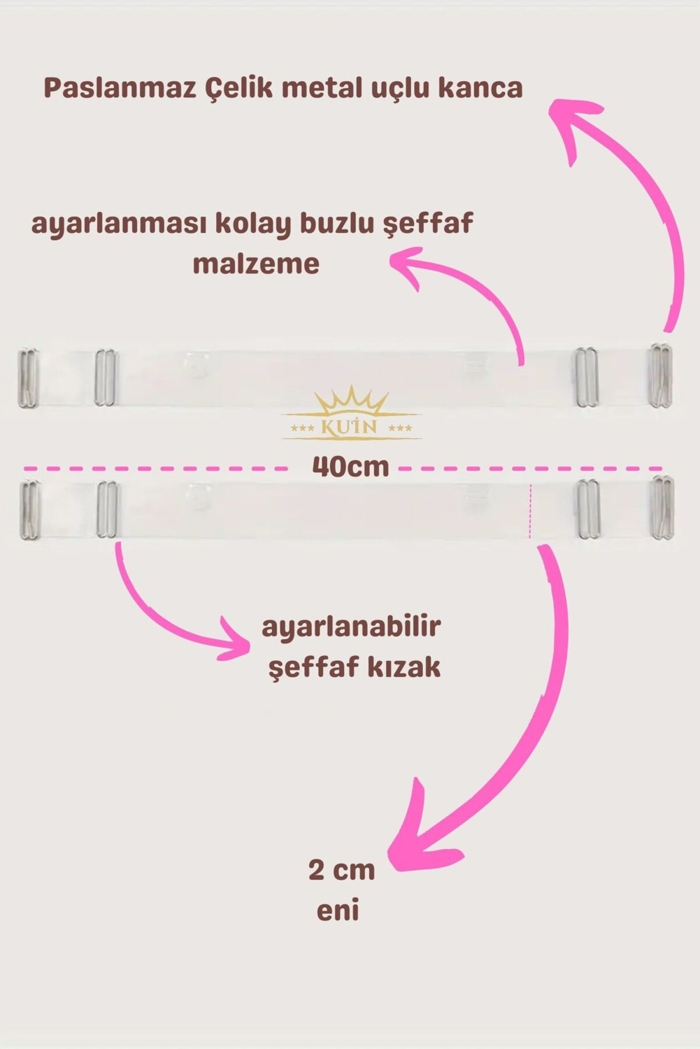 Odise Sırtı Şeffaf Sütyenler Için Yedek Sirt Şeffaf Askisi 2'li Paket görsel 2