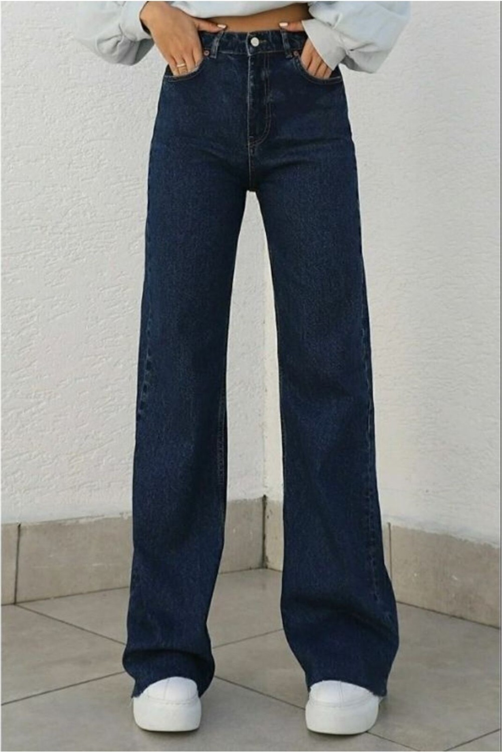 Bees Jeans Camelia Gold Ikon 90's Koyu Mavi Lacivert Süper Extra Yüksek Bel Palazzo Salaş Jean Pantolon görsel 6