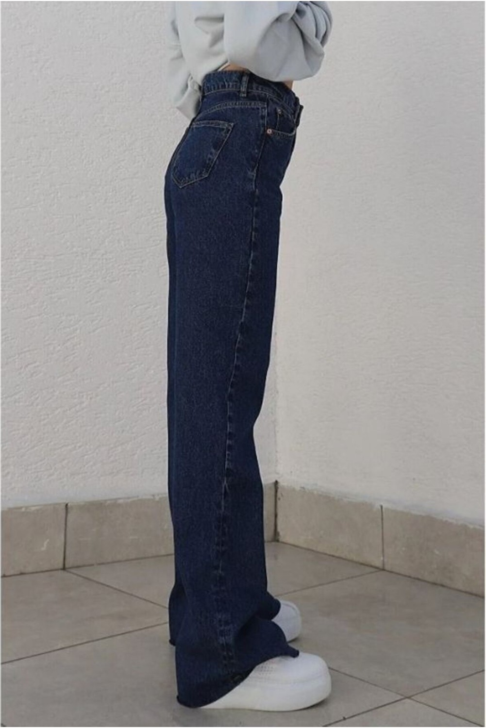 Bees Jeans Camelia Gold Ikon 90's Koyu Mavi Lacivert Süper Extra Yüksek Bel Palazzo Salaş Jean Pantolon görsel 8