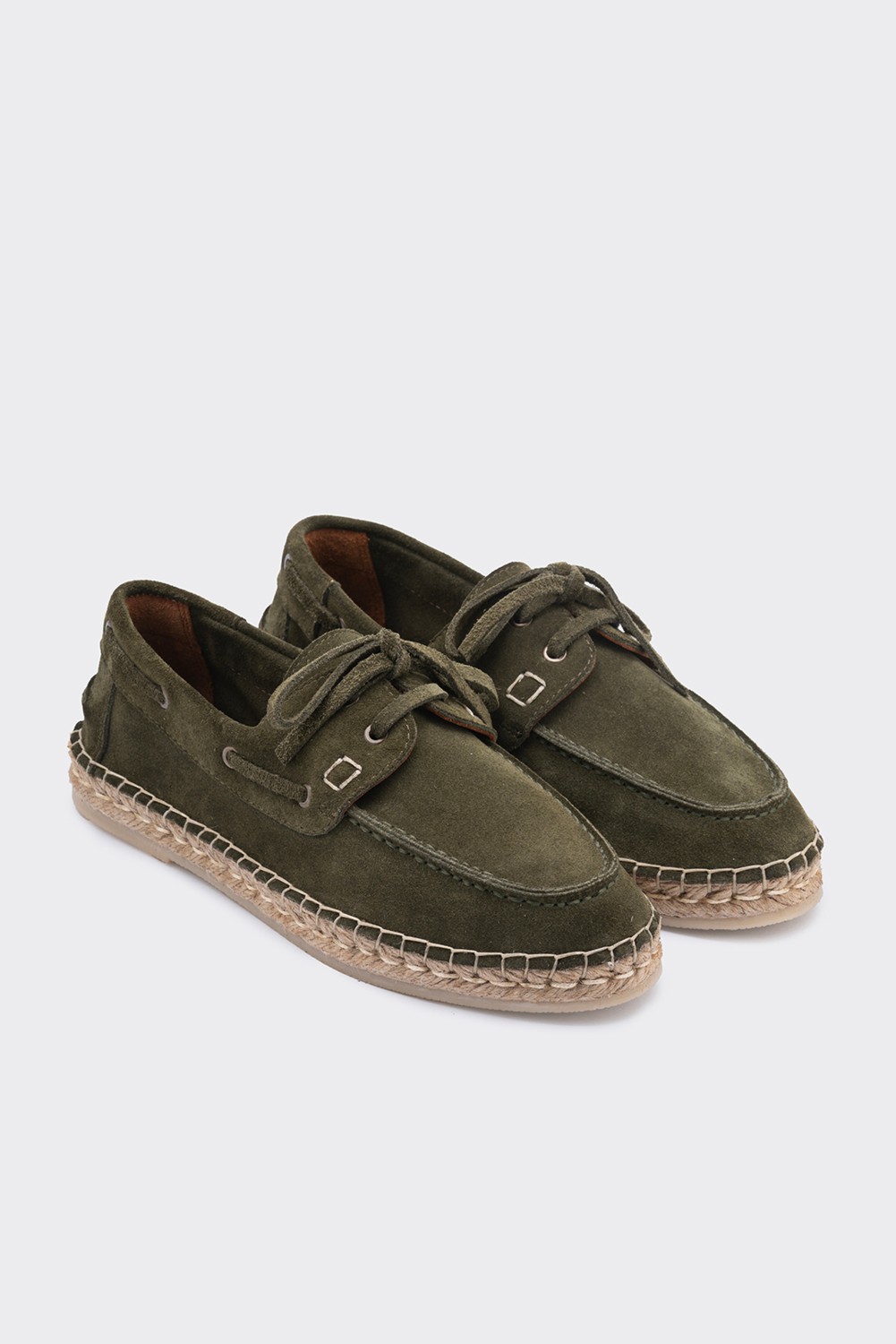 Shoemark Mako Haki Deri Süet Kadın Espadril Makosen görsel 2