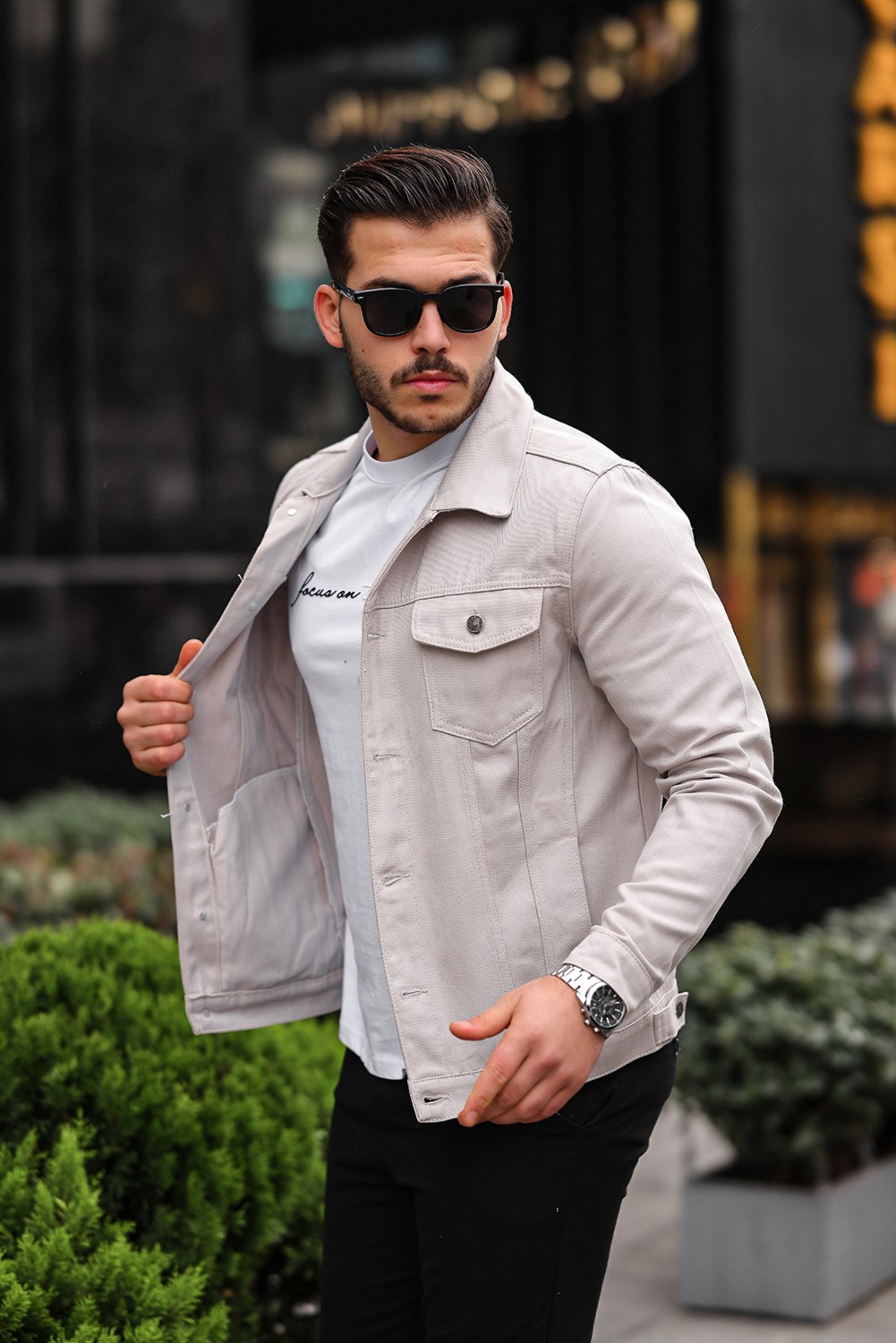 Comstar Erkek Slim Fit Denim Kot Ceket