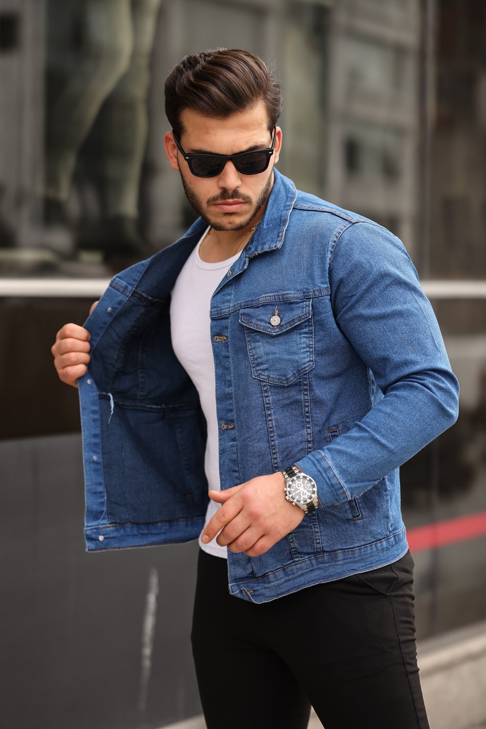 Comstar Erkek Slim Fit Denim Kot Ceket