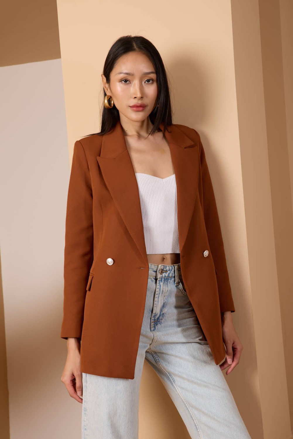 Bolivente Fıstık Yeşili Oversize Dokuma Blazer Ceket