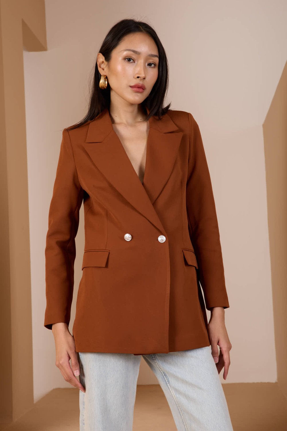 Bolivente Fıstık Yeşili Oversize Dokuma Blazer Ceket görsel 4