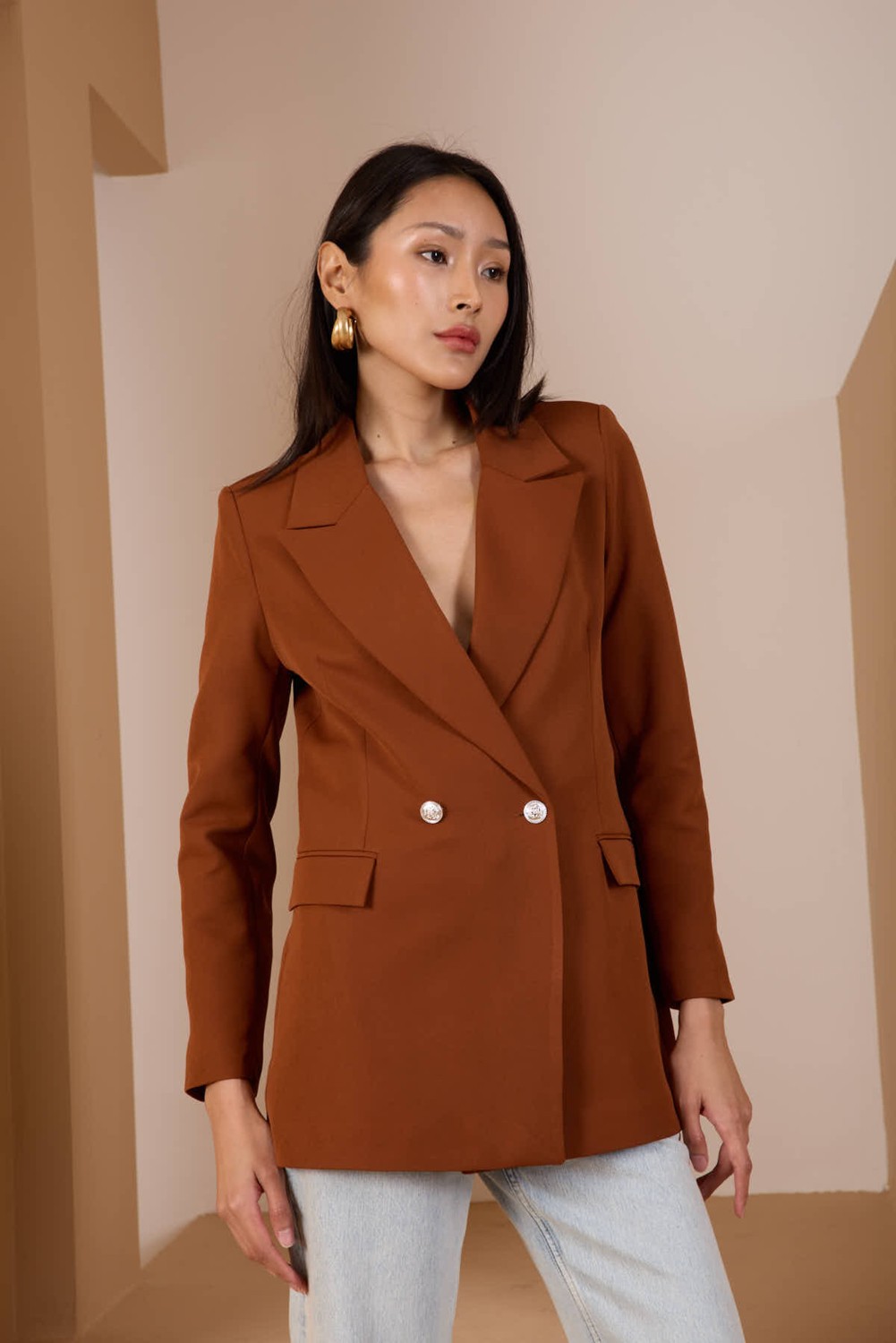 Bolivente Fıstık Yeşili Oversize Dokuma Blazer Ceket görsel 5