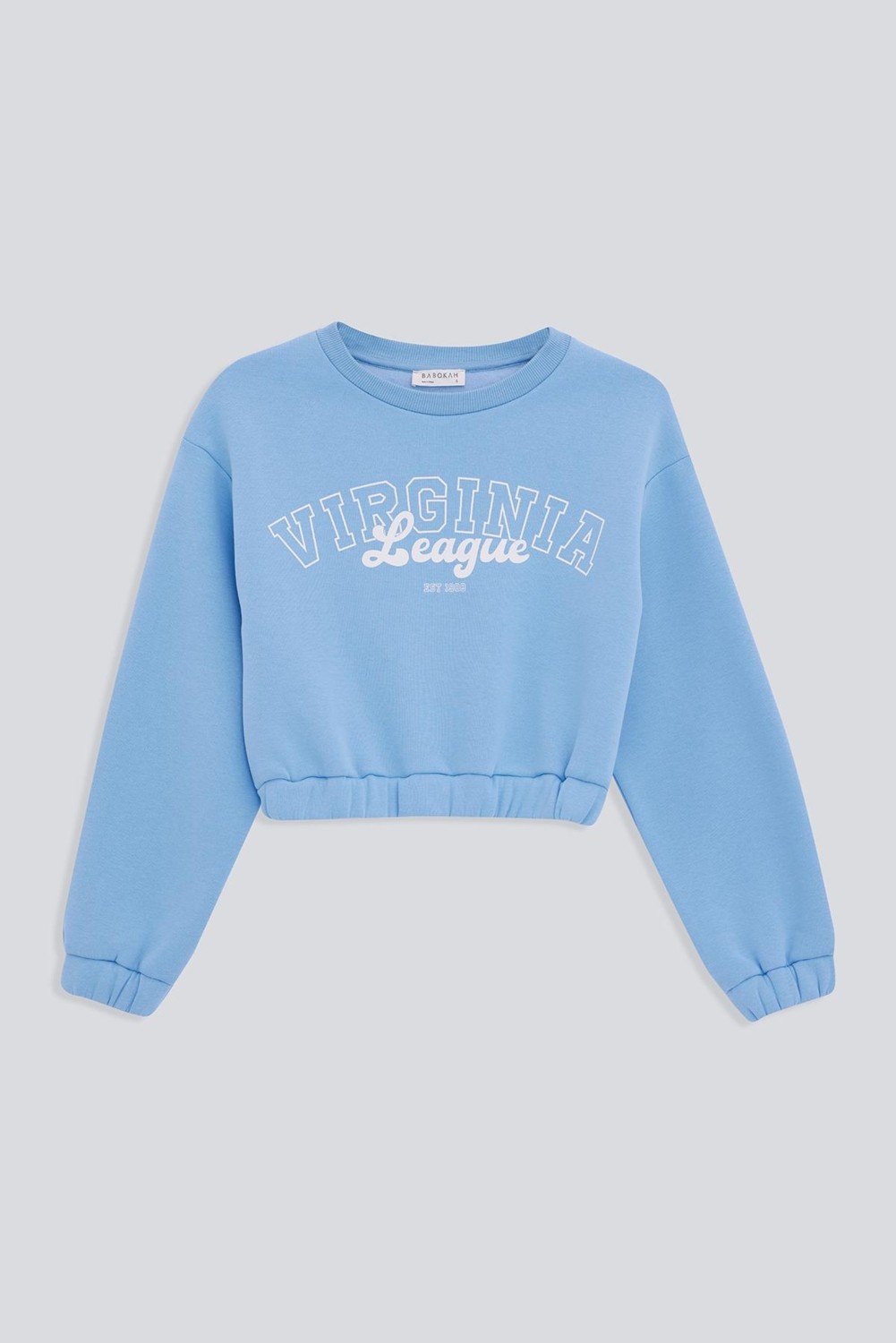 Babokah Kolej Baskılı Crop Sweatshirt görsel 5